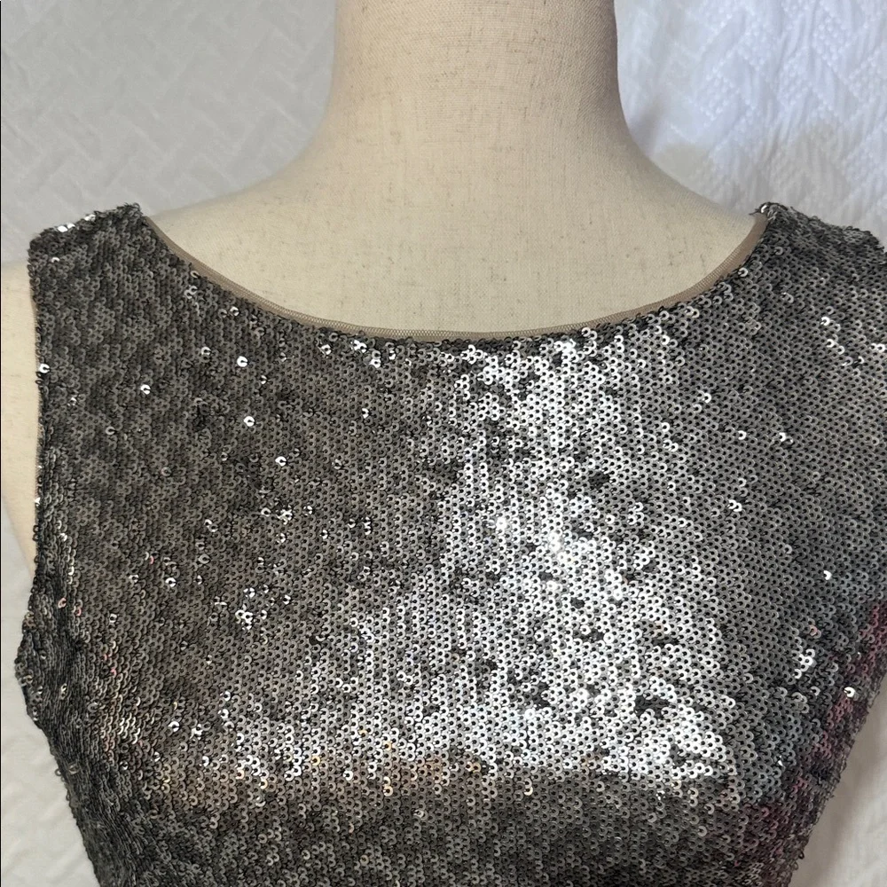 White House Black Market Shimmering Silver Mini Dress - Picture 2 of 4